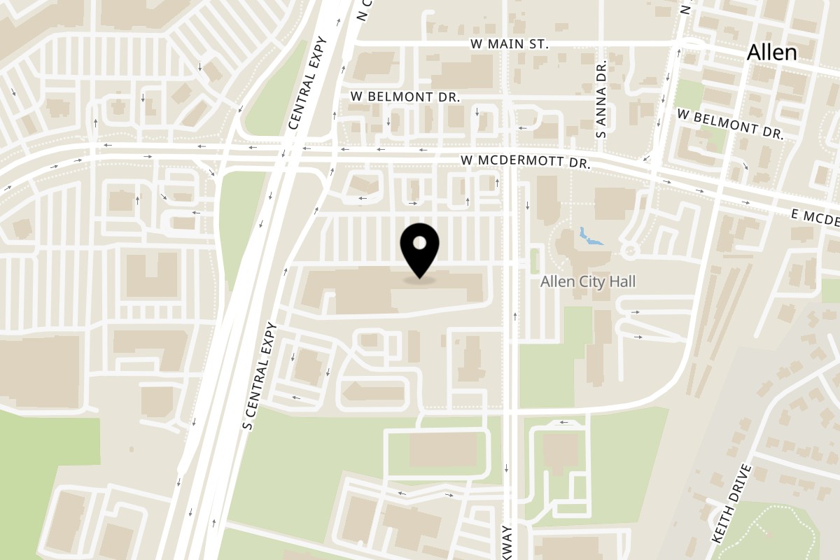 Map showing the location of Sushi Maru Japanese Restaurant on 541 W McDermott Dr in Allen